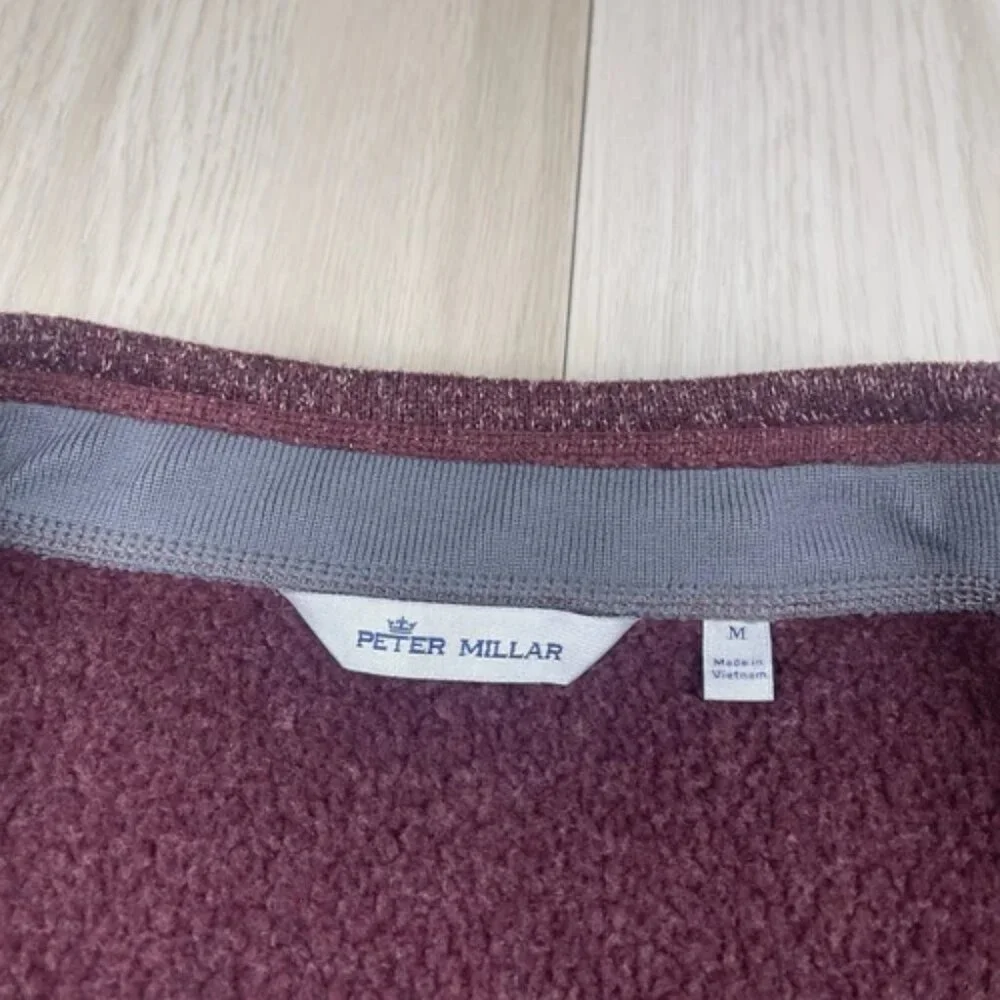 Peter Millar Crown Sweater Fleece Vest Burgundy Full-Zip Claret Size M Medium - Picture 7 of 8